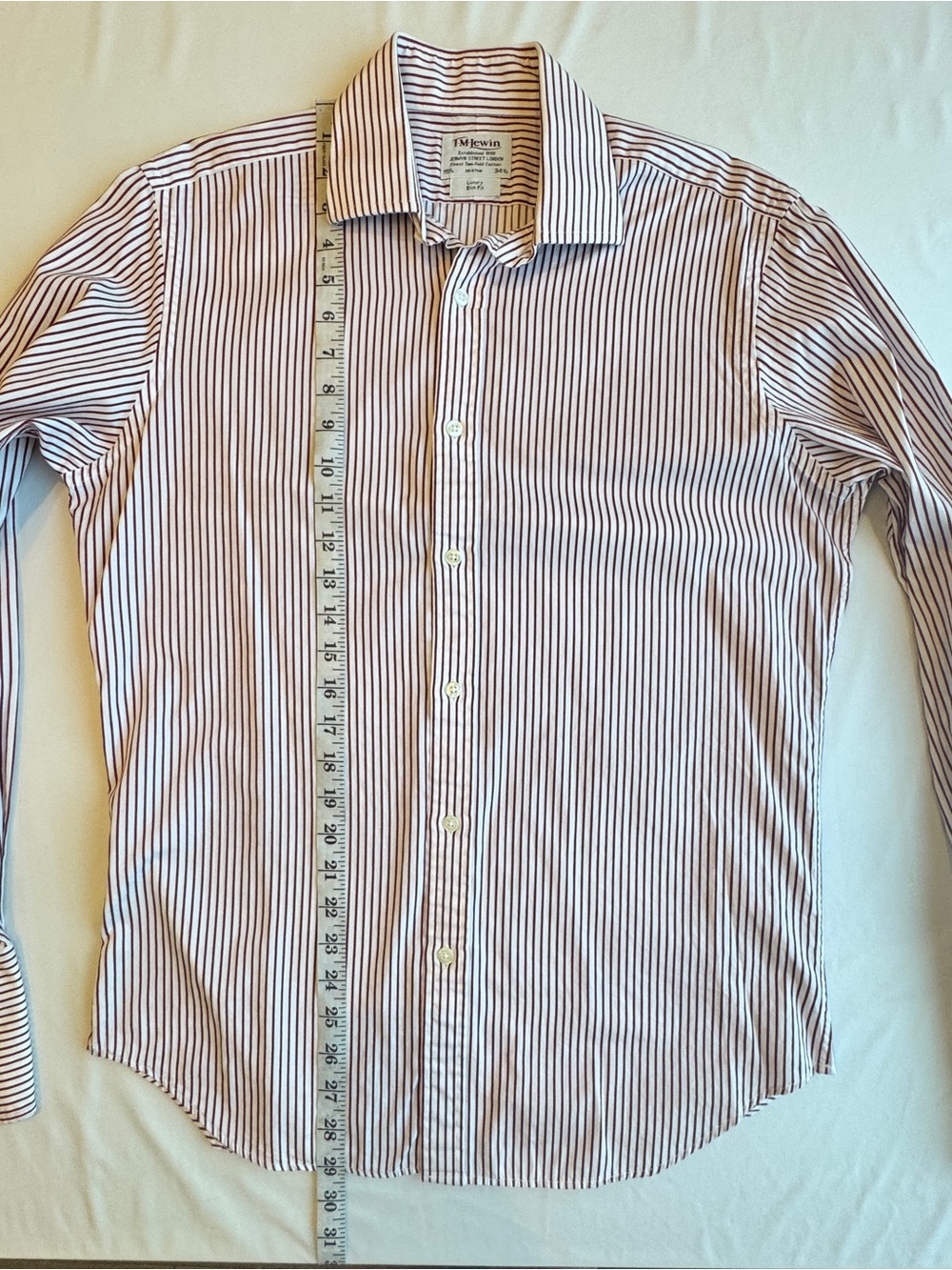 T.M. Lewin Men’s Red and White Stripe Dress Shirt